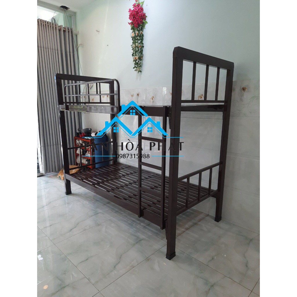 Giường sắt hộp 2 tầng sắt dày cao cấp Ngang : 1m2x1m2( Tầng Dưới – Tầng Trên)