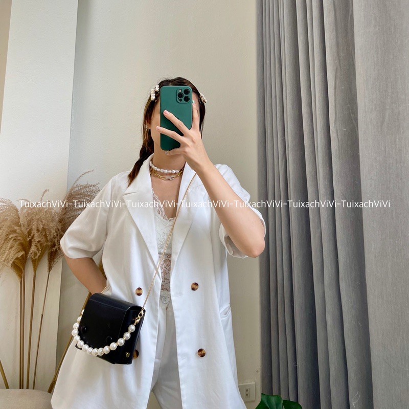 Túi Hộp Mini Đính Hạt Cườm Nữ ViVi - Túi Đeo Chéo Kiểu Dáng Mới Lạ Đi Tiệc Đi Chơi Đều Dễ Thương [Clip &amp; Ảnh thật]