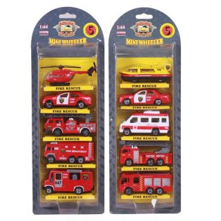Set 5 xe sắt đặc cứu hỏa mini wheeler