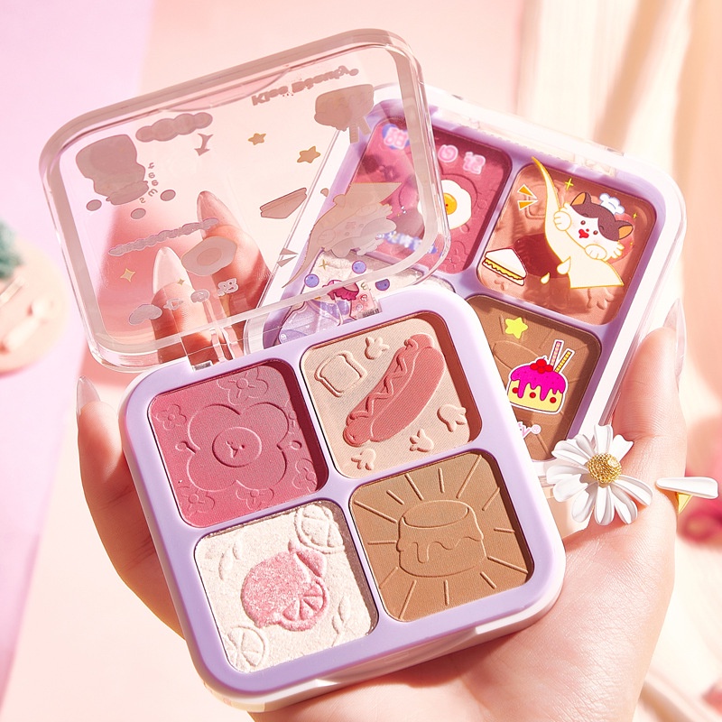 Bảng Phấn Mắt/Má Hồng Kiss Beauty Màu Lì Tự Nhiên Chống Thấm Nước