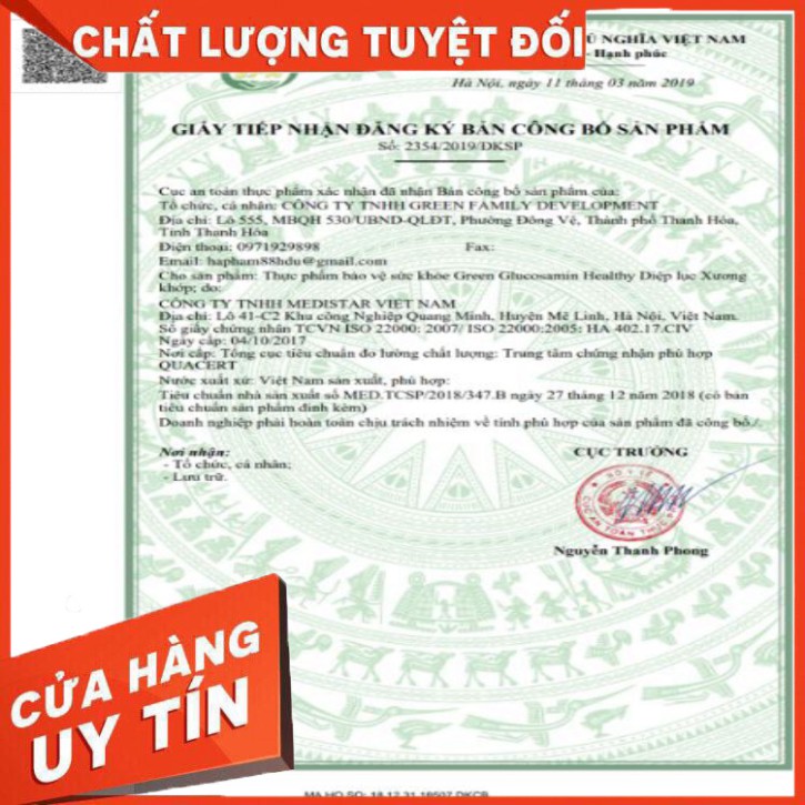 [SẢN PHẨM MỚI 2020] DIỆP LỤC XƯƠNG KHỚP - Green Glucosamin Healthy.