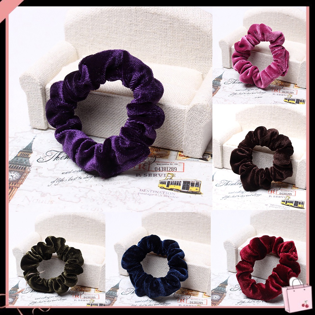 Dây Cột Tóc Đuôi Ngựa Bằng Vải Nhung Co Giãn Cho Nữ Giá Đỡ