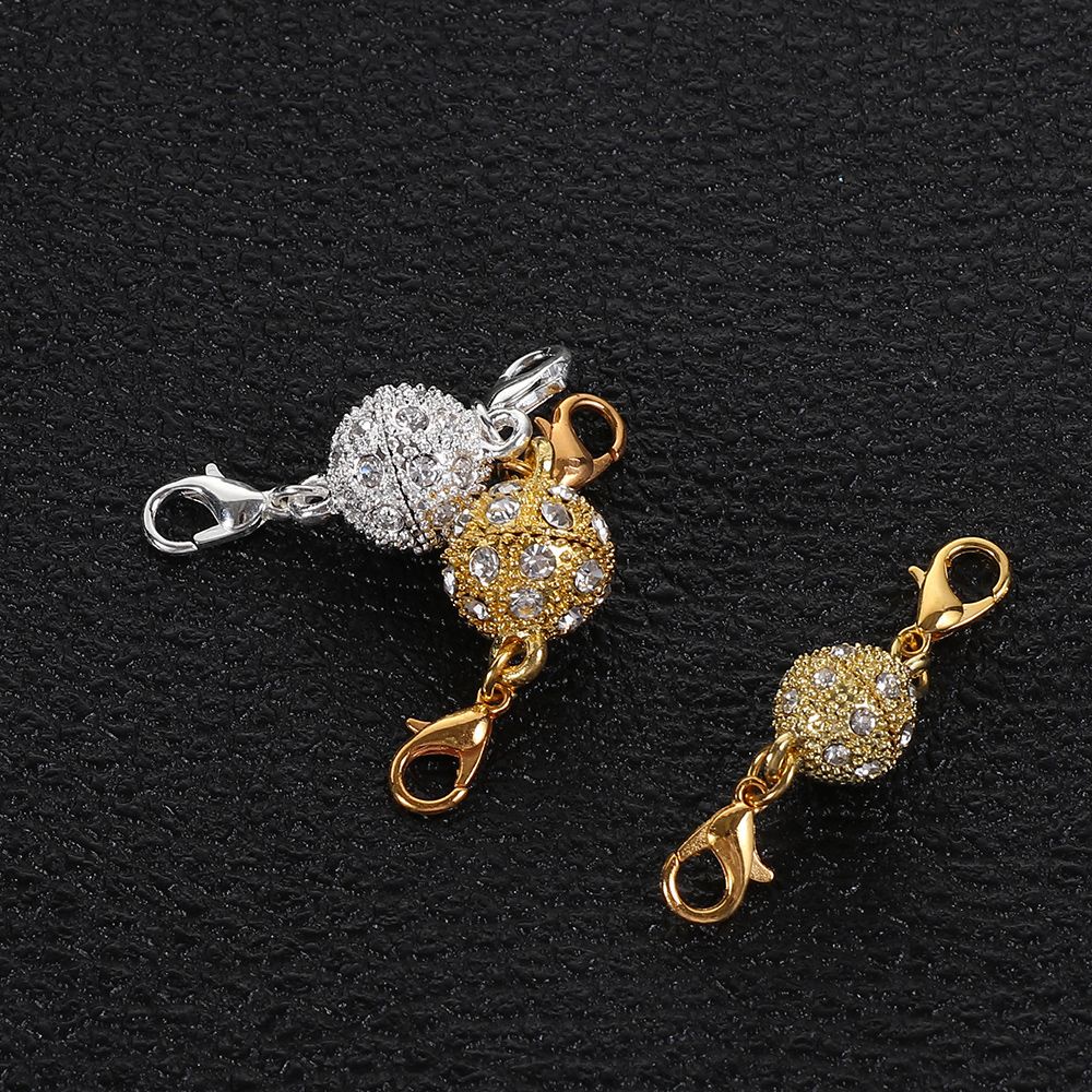 Móc Khóa Nối Vòng Tay / Vòng cổ Bằng Đá Tê Giác Màu Vàng / Bạc Có Khóa Cài Từ Tính Dùng Làm Đồ