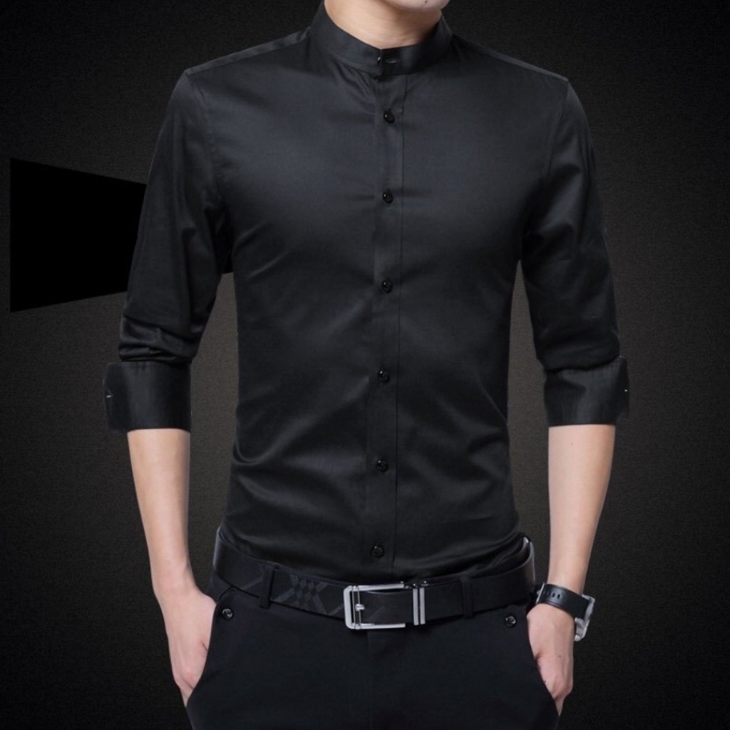 Áo Sơ Mi Nam Trơn Tay Dài Cổ Trụ Mẫu VK09 Thời Trang Cao Cấp PONIVA Co Dãn Trẻ Trung Năng Động
