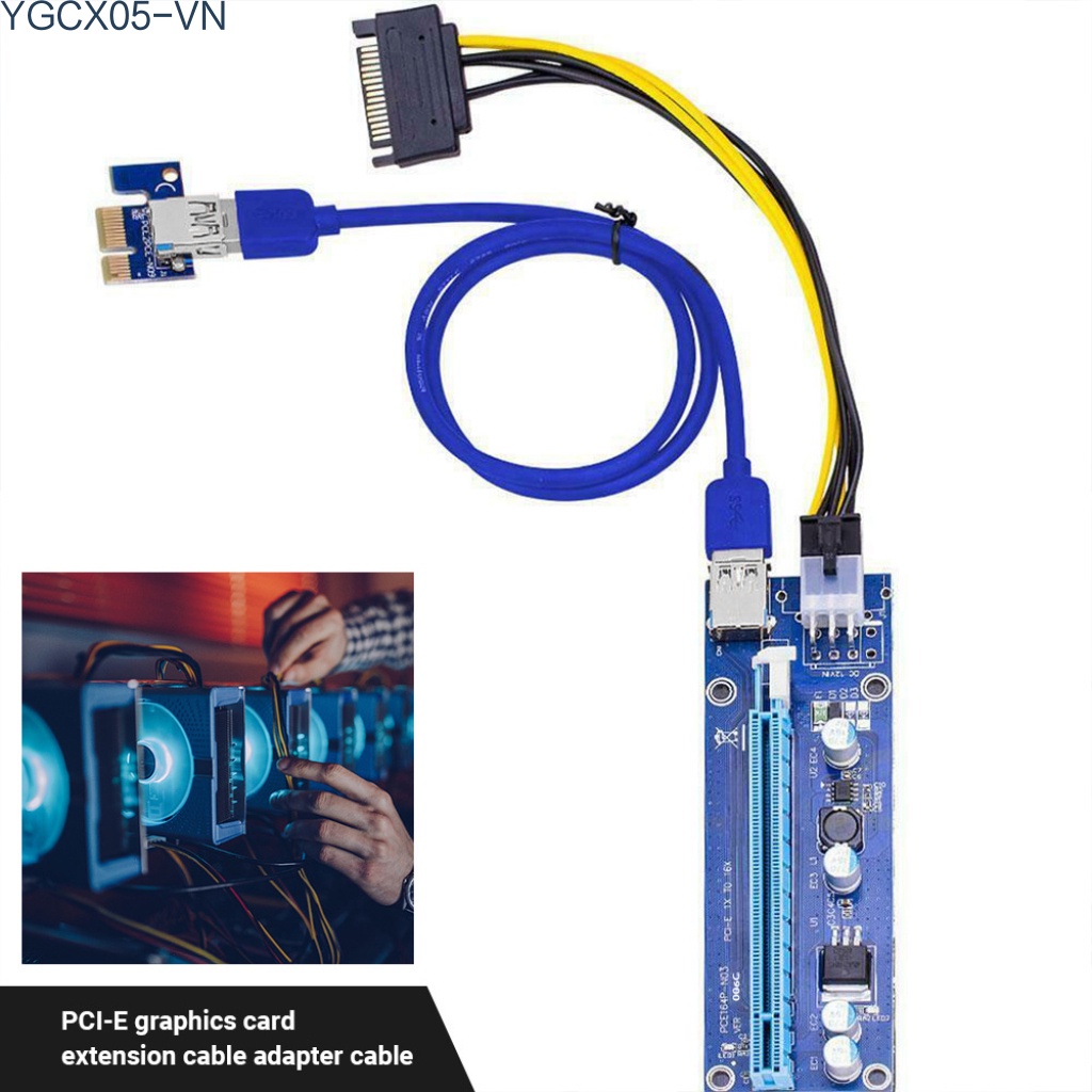 Cáp Chuyển Đổi Ver006C Pci-E 1x Sang 16x Usb 3.0 Sata 15pin Sang 6pin Cho Mining Miner