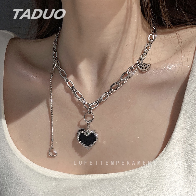Vòng Cổ choker Mặt Trái Tim Màu Đen Phong Cách Hàn Quốc Sang Trọng Dành Cho Nữ