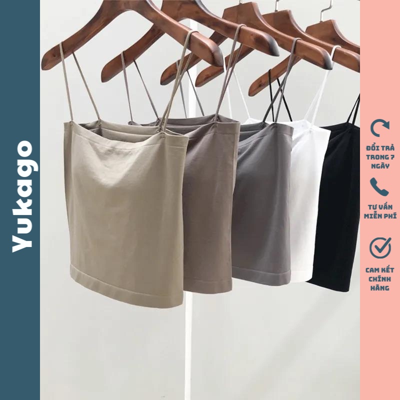 Áo lót nữ bra 2 dây mảnh form croptop chất cotton siêu co giãn có mút ngực YUKAGO S281