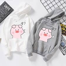 Áo hoodie nữ, áo in hình lợn béo dễ thương.