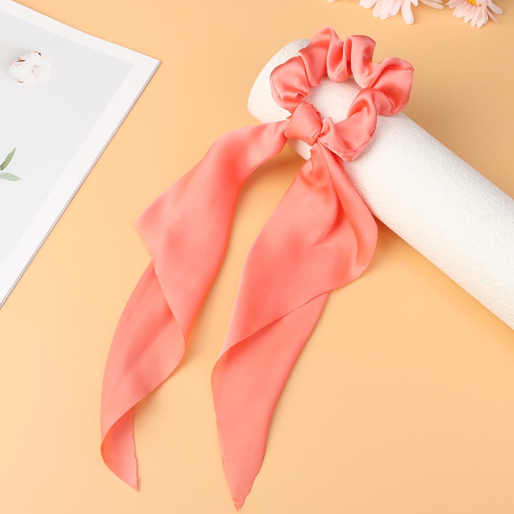 Dây Buộc Tóc Ruy Băng Dài Màu Trơn Đính Nơ Phong Cách Bohemian