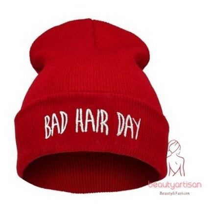 Mũ len trùm đầu thêu chữ BAD HAIR DAY phong cách năng động, thể thao