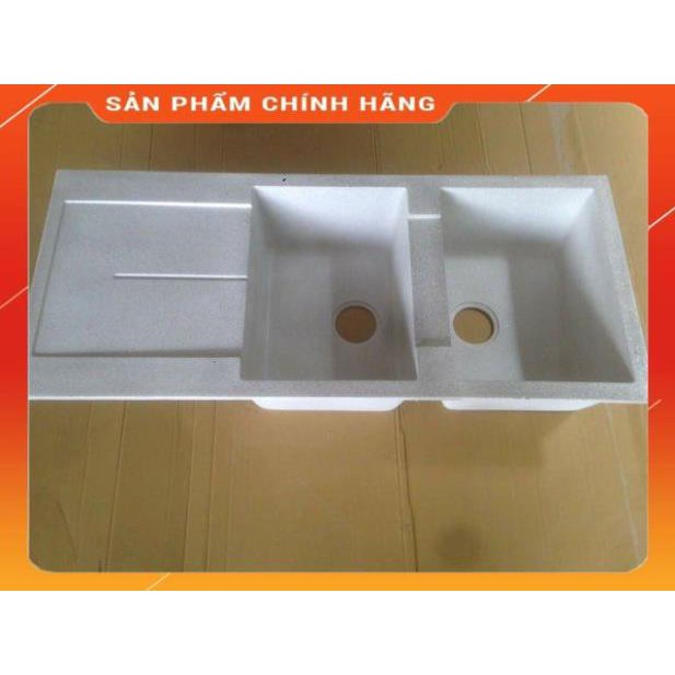 (FreeShip) Chậu rửa chén đá nhân tạo 2 hộc 1 cánh 111x48cm