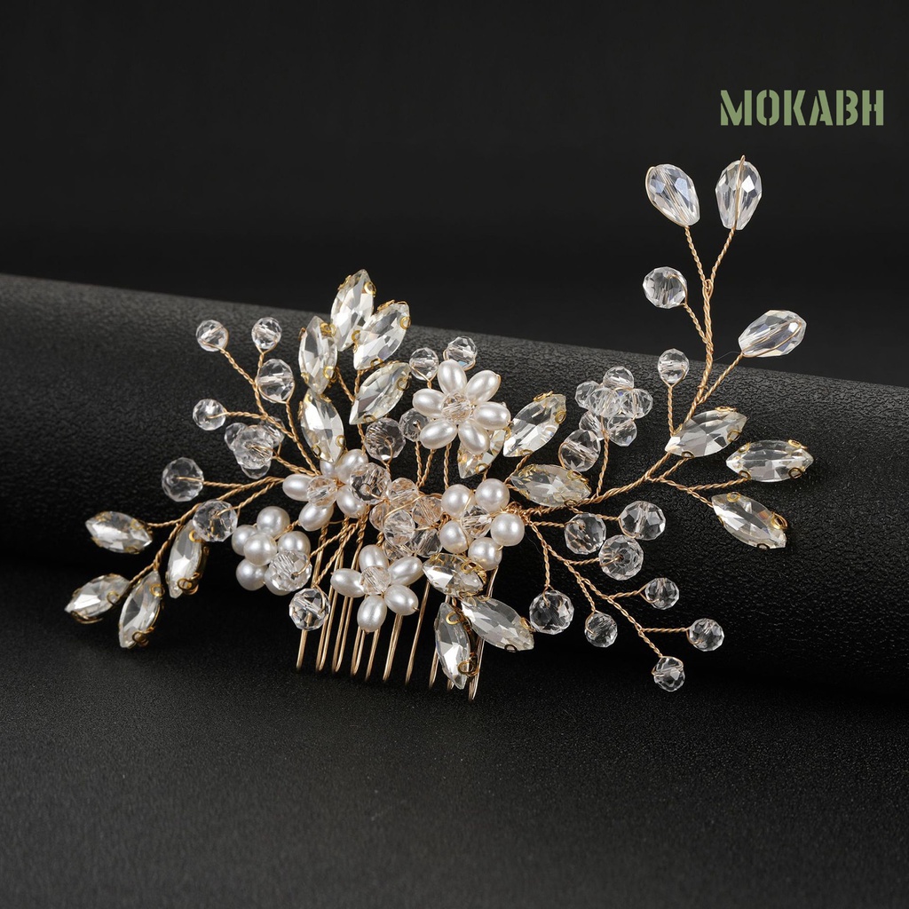 Lược Cài Tóc Đính Ngọc Trai Nhân Tạo Handmade Chống Trượt Dành Cho Cô Dâu