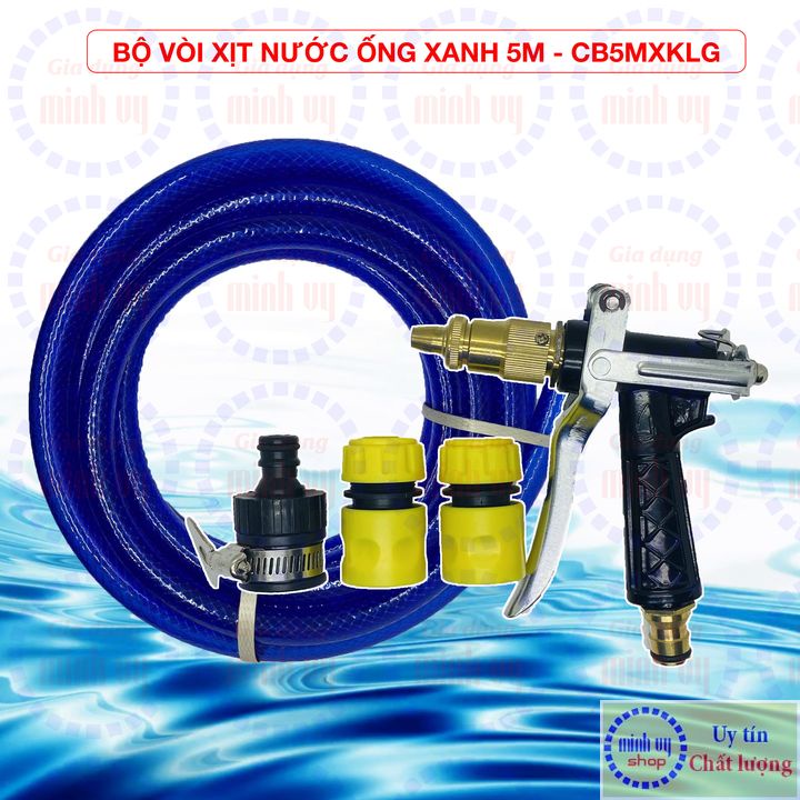 Bộ ống lưới xanh kèm vòi xịt nước rửa xe, tưới cây , chiều dài ống  5m / 10m đầu nối nhanh nối thẳng vòi nước