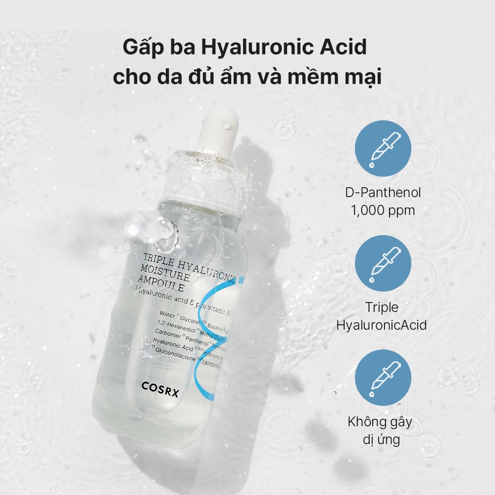 Tinh chất dưỡng ẩm COSRX Hydrium Triple Hyaluronic Moisture Ampoule 40ml chăm sóc da hiệu quả
