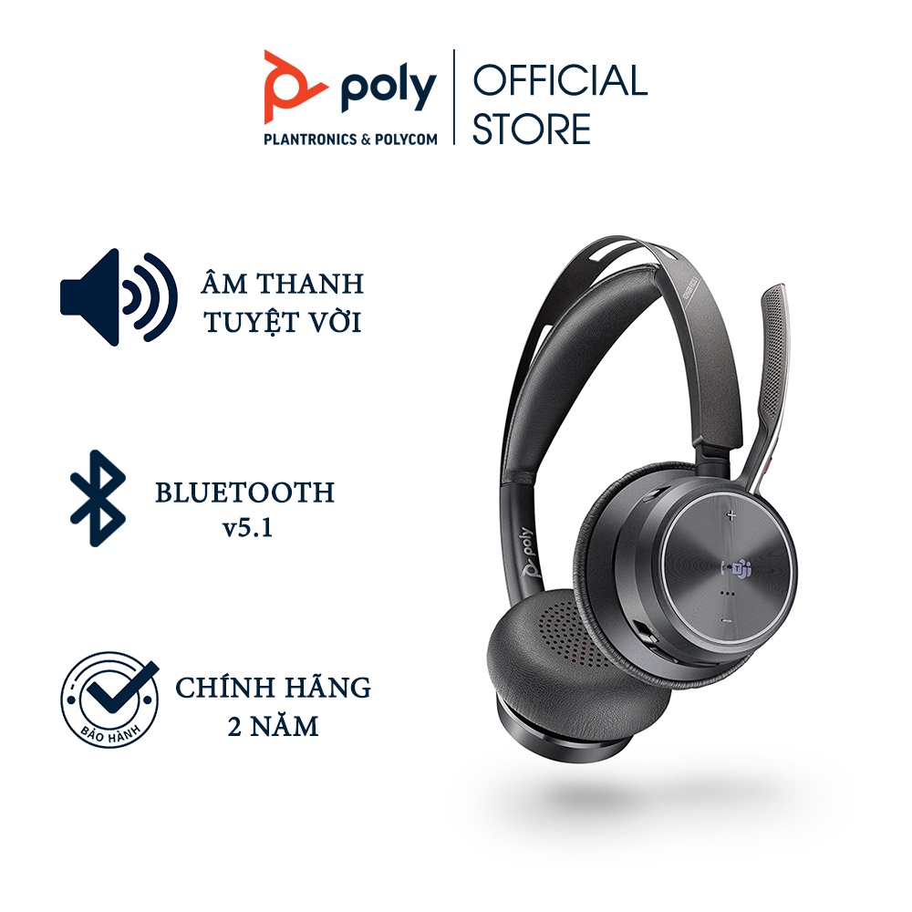 Tai Nghe Không Dây Poly Voyager Focus 2 UC Bluetooth/USB-A Chính Hãng