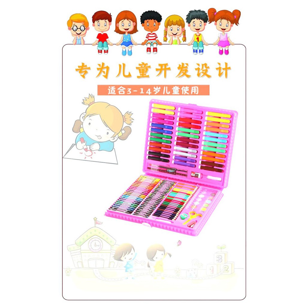 Bộ bút màu 151 chi tiết cho bé - Bộ bút chì màu, màu nước, bút sáp tiện lợi