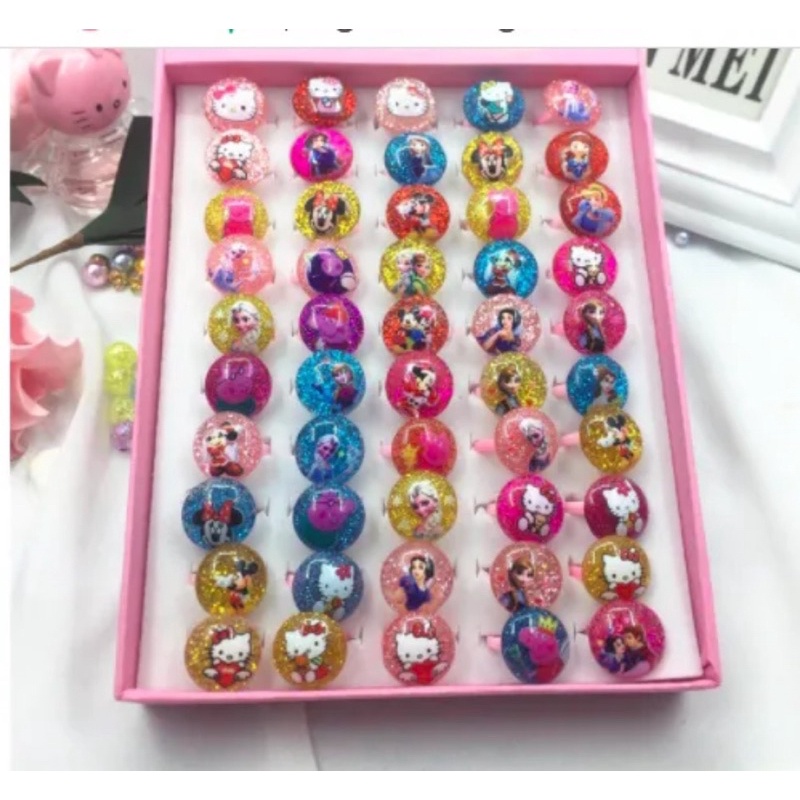 HỘP 50 NHẪN CÔNG CHÚA tuyệt đẹp cho bé 4+ thoả sức làm điệu