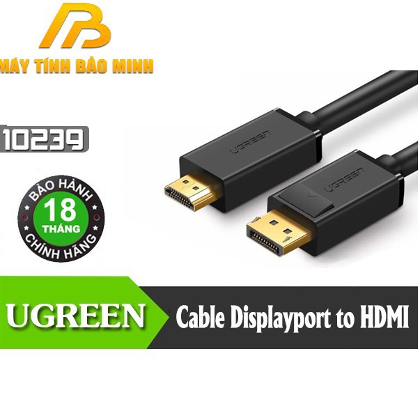 Cáp Chuyển Displayport to HDMI dài 1.5M Ugreen 10239 Chính Hãng