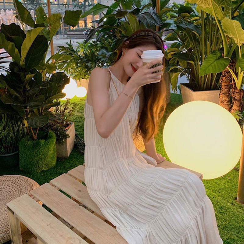 Đầm Voan Hai Dây Dáng Dài Phong Cách Pháp Ngọt Ngào Thời Trang Mới Cho Nữ