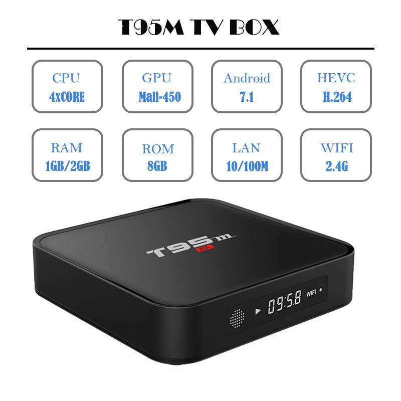 Android 6.0 TV box OTT Ram 1G bộ nhớ 8G T95M 4Kx2K biến tv thường thành tv thông minh