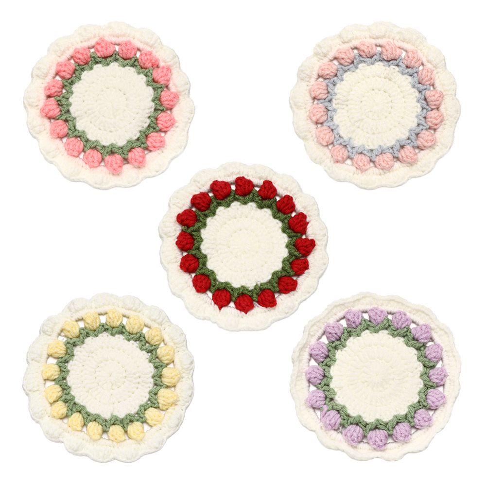 1 Đế Lót Ly Cách Nhiệt Hình Hoa Tulip Handmade Chống Bỏng