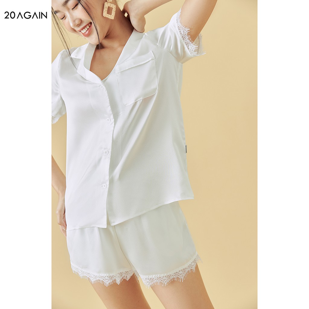 [Mã WABR0101 giảm 10% đơn 99K] Bộ pyjama đùi phối ren 20AGAIN, chất lụa cao cấp, thoáng mát NNA2062 | BigBuy360 - bigbuy360.vn