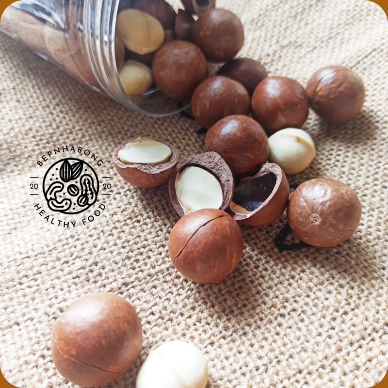 Hạt Macca nứt vỏ, ngũ cốc dinh dưỡng cho bà bầu, Bếp nhà Bống, sấy lạnh ĐăkLak, chín nguyên vị, túi zip 250gr, hũ 500gr