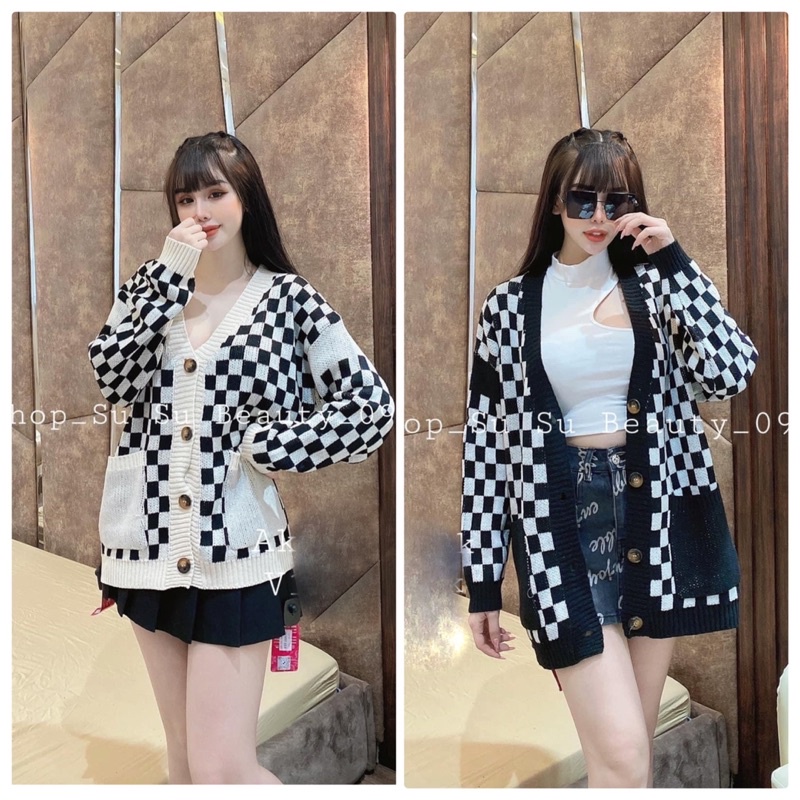 Áo Khoác Len Cardigan Phối Túi Hàng Quảng Châu Cao Cấp