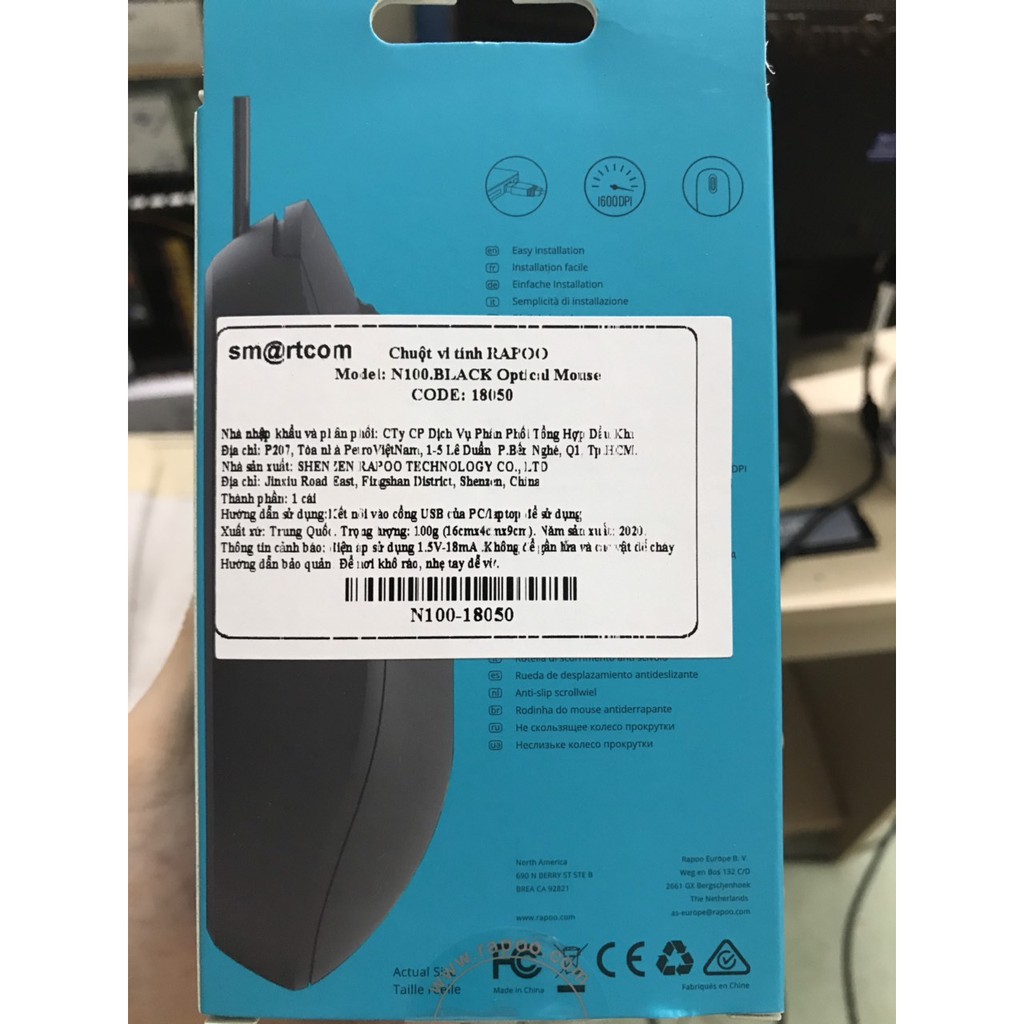 Chuột Rapoo N100/ N120/ N200 có dây USB mới 100%- Bảo hành 24 Tháng
