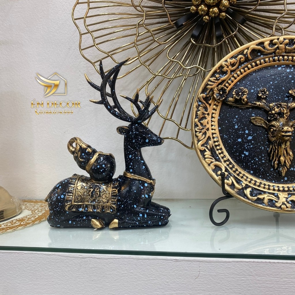 Set Hươu Trang Trí, Đĩa Hươu Trang Tri Tủ Kệ, Trang Trí Nhà Cửa, Én Decor