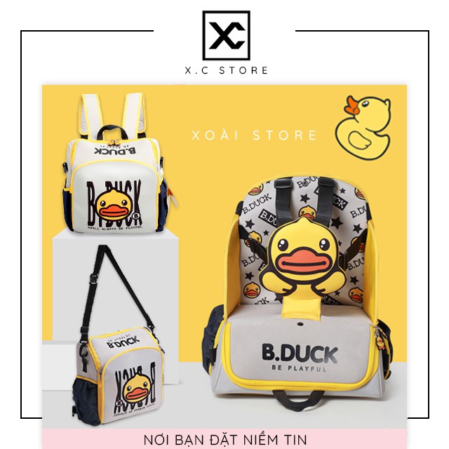 [RẺ NHẤT SHOPEE] Balo bỉm sữa đa năng kiêm ghế ngồi ăn dặm cho mẹ và bé, túi xách bỉm sữa