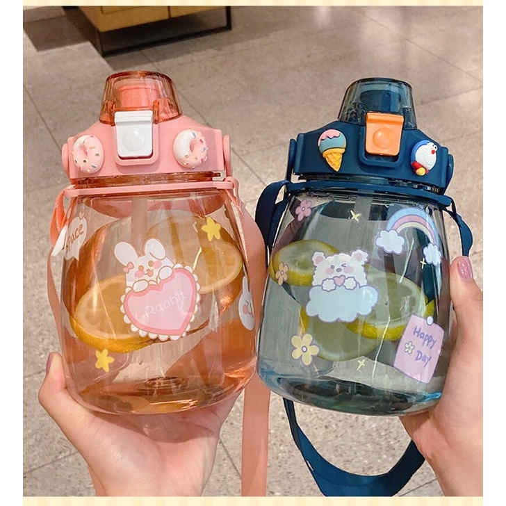 Bình nước 1200ml có kèm sticker hình dán 3d