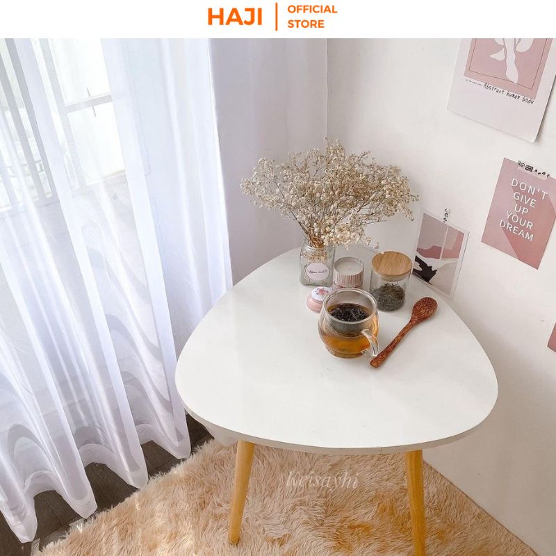 Bàn trà sofa hình oval bo góc dán chỉ cạnh tinh tế thương hiệu HAJI BO50