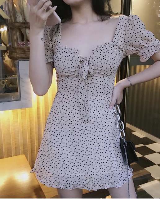 Đầm Heart Dress Hoạ Tiết Trái Tim Nhí Và Ngôi sao- đầm ôm eo chất voan lụa ở sau bo chun có lót trong(kèm ảnh trải sàn) | BigBuy360 - bigbuy360.vn