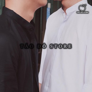 (CÓ SẴN) Áo cổ tàu trơn Đen - Trắng | Táo Đỏ Store SMT02