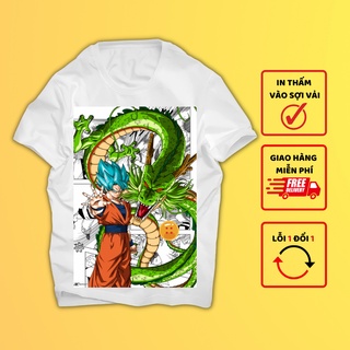Áo thun Songoku RỒNG THẦN - in thấm vào sợi vải, không bong tróc, hình ảnh sắc nét, không ra màu