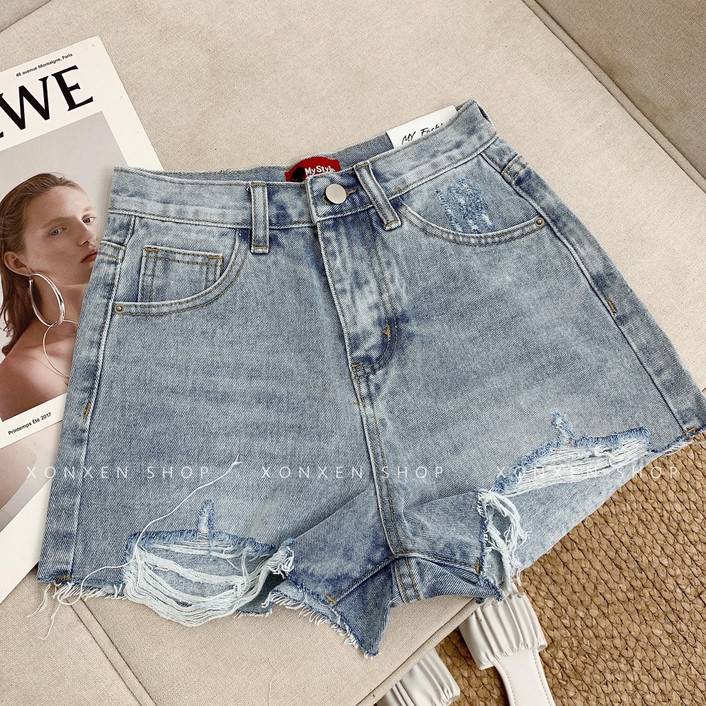 QUẦN SHORT JEAN NỮ ulzzang hàng xuất xịn rách cá tính XONXEN SHOP size S M mã 1992