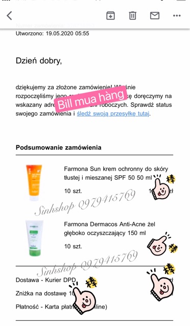 [Auth-đủ bill] Kem Chống Nắng Farmona Sun Face Cream Oil Free Spf50 Cho Da Dầu Mụn Balan