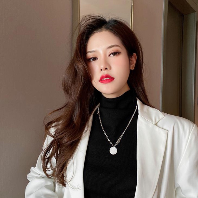 Vòng cổ Bằng Thép Titan Mặt Tròn Khắc Chữ Thời Trang