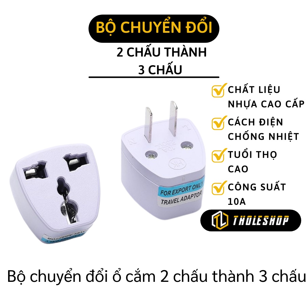 Bộ Chuyển Đổi Ổ Cắm - Phích Chuyển Đổi 3 Chấu Thành 2 Chấu Loại Rẻ, Tuổi Thọ Cao 5790