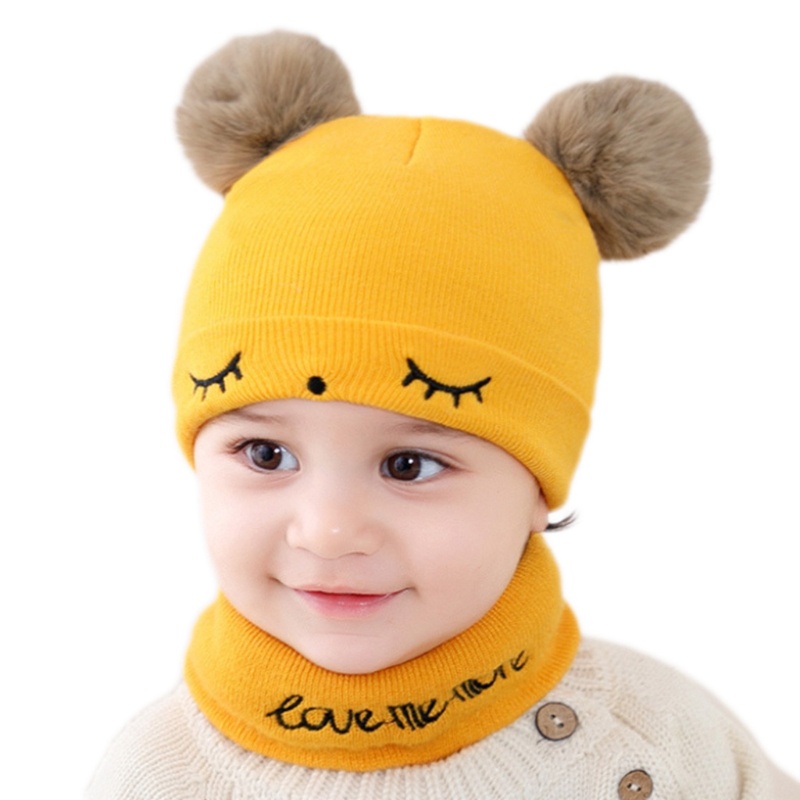 Mũ Len Choàng Cổ Giữ Ấm Cho Bé Sơ Sinh