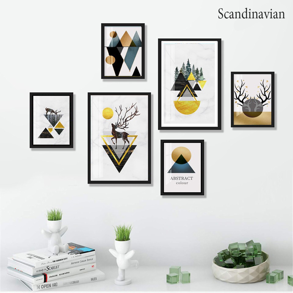 Mã tranh dán tường Set 6 tranh treo tường style hiện đại