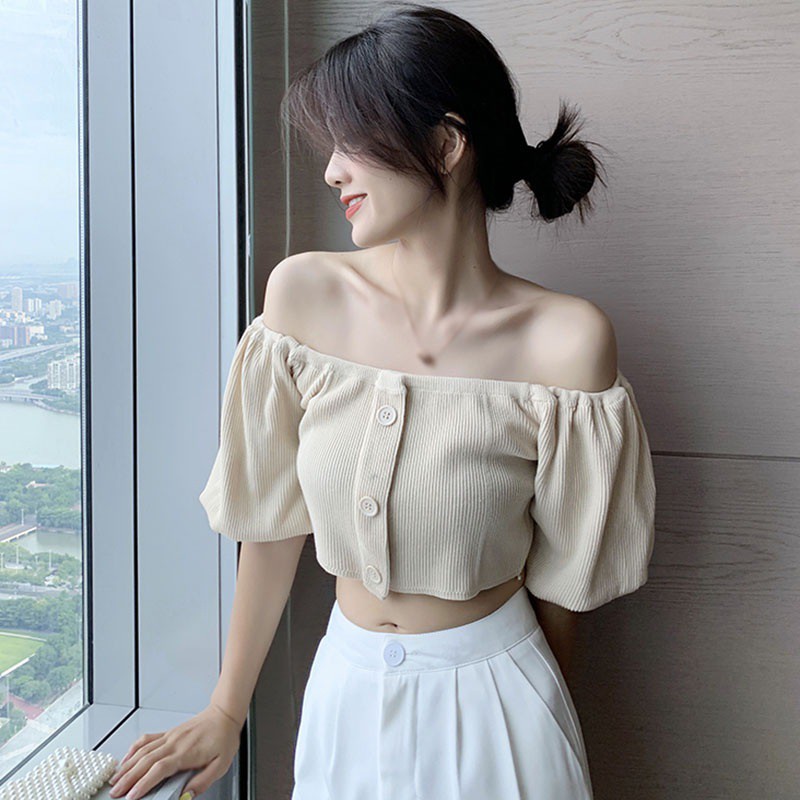 Áo Croptop Trễ Vai Thời Trang Nữ Gợi Cảm