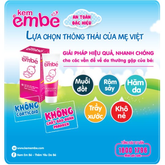 Kem Em Bé - Hỗ trợ làm dịu vết mẩn ngứa, rôm sẩy, côn trùng đốt. Ngăn ngừa thâm sẹo cho trẻ sơ sinh (Tube 20g) - CN312