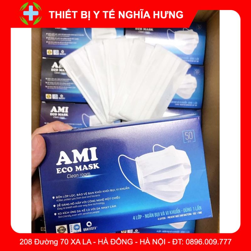 Khẩu trang y tế Ami TRẮNG eco mask 4 lớp kháng khuẩn (50 chiếc/ 1 hộp)