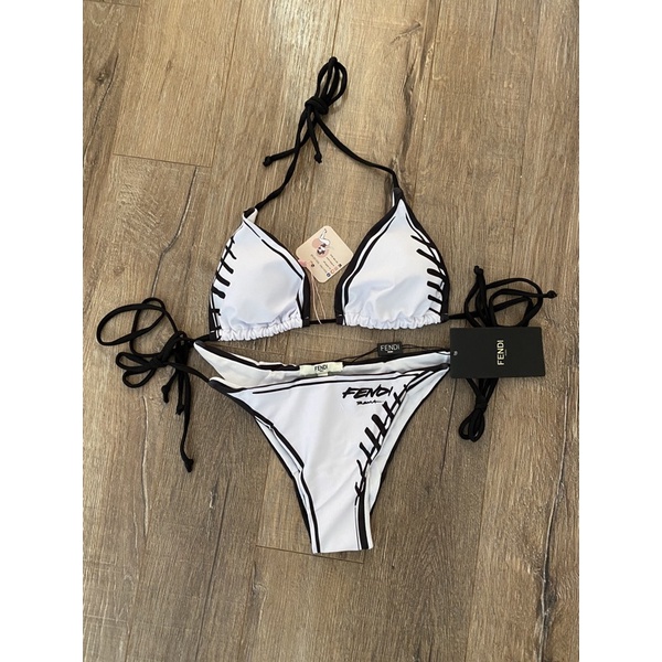 [BKN804] &lt;BRAND&gt; SET BIKINI TRIANGLE FD TRẮNG VIỀN ĐEN