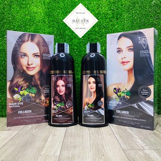 Dầu gội nhuộm đen tóc DK Collagen phủ bạc tốt nhất dành cho người lớn tuổi 500ml