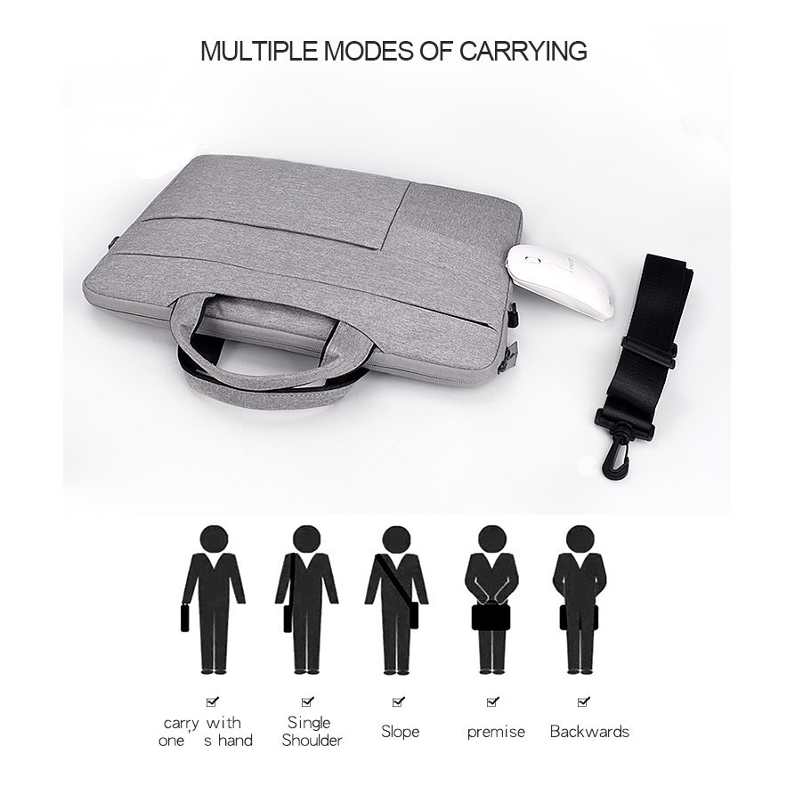 Túi đựng laptop nhiều ngăn chống sốc chống thấm nước có dây đeo vai cho kích thước 13.3 / 14.1 / 15.6