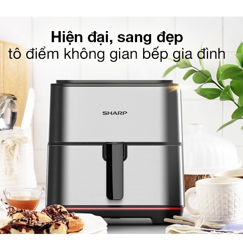 Nồi chiên không dầu cao cấp 5.5 lít Sharp KF-AF70EV-BK (Bảng cảm ứng tiếng Việt) - HAPOS