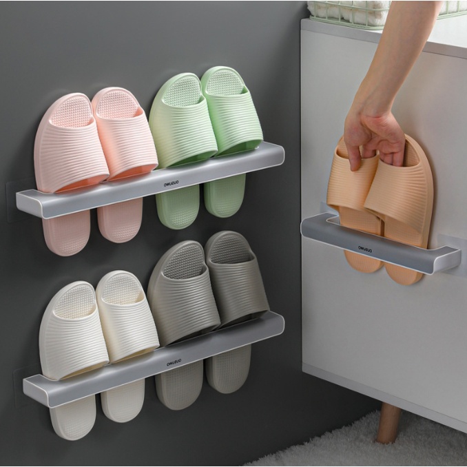 Kệ Để Giày Dép Thanh Phơi Treo Khăn Đa Năng Dán Tường Không Cần Khoan Vít Hiện Đại Chất liệu Nhựa Cao Cấp ABS
